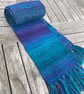 Handspun and woven purple and turquoise gradient scarf - Image 2