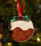 Festive felt decoration trio, Gingerbread house, Reindeer, Pudding - Image 4