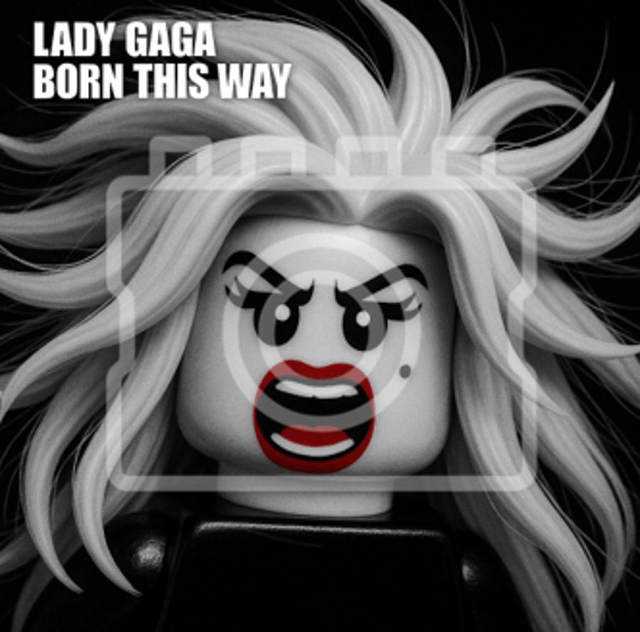 LEGO-Inspired Lady Gaga – Born This Way 5x5" Print (Mounted for 9x9" Frame)