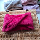 Cerise Pink Fluffy Fleece Cosy Twist Snood   Neckwarmer