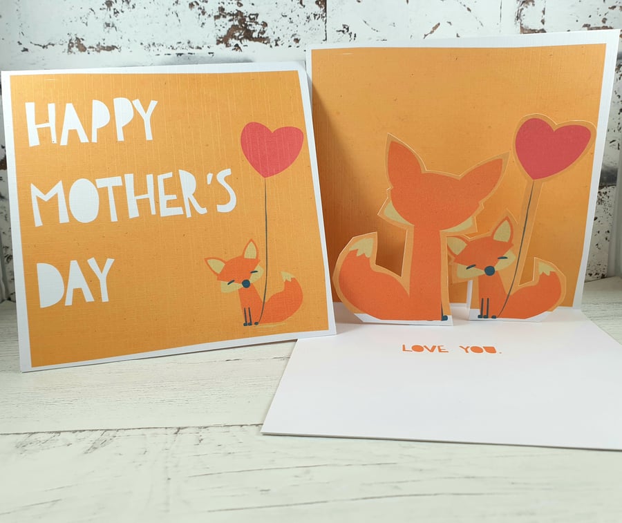 Happy Mother's Day pop up Fox Card