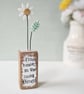 Clay Daisy Flower in a Printed Wood Block 'Find Beauty in the Small Things'