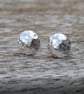 Sterling silver domed studs, hammered silver circle studs, silver circle earring - Image 3