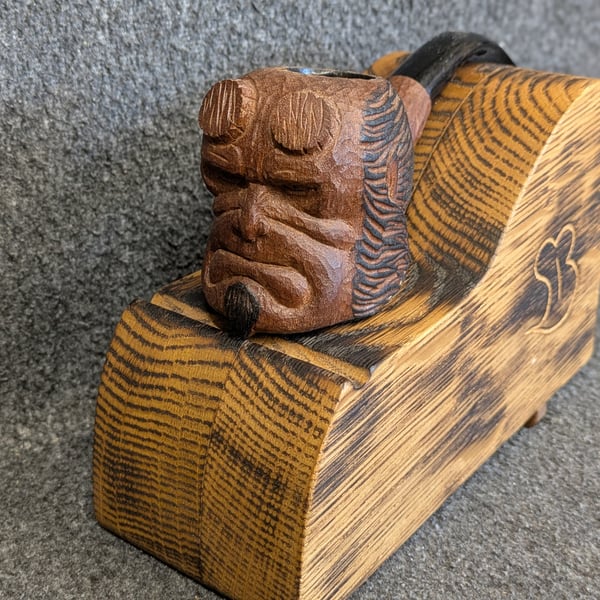 Hand carved Hellboy smoking pipe 