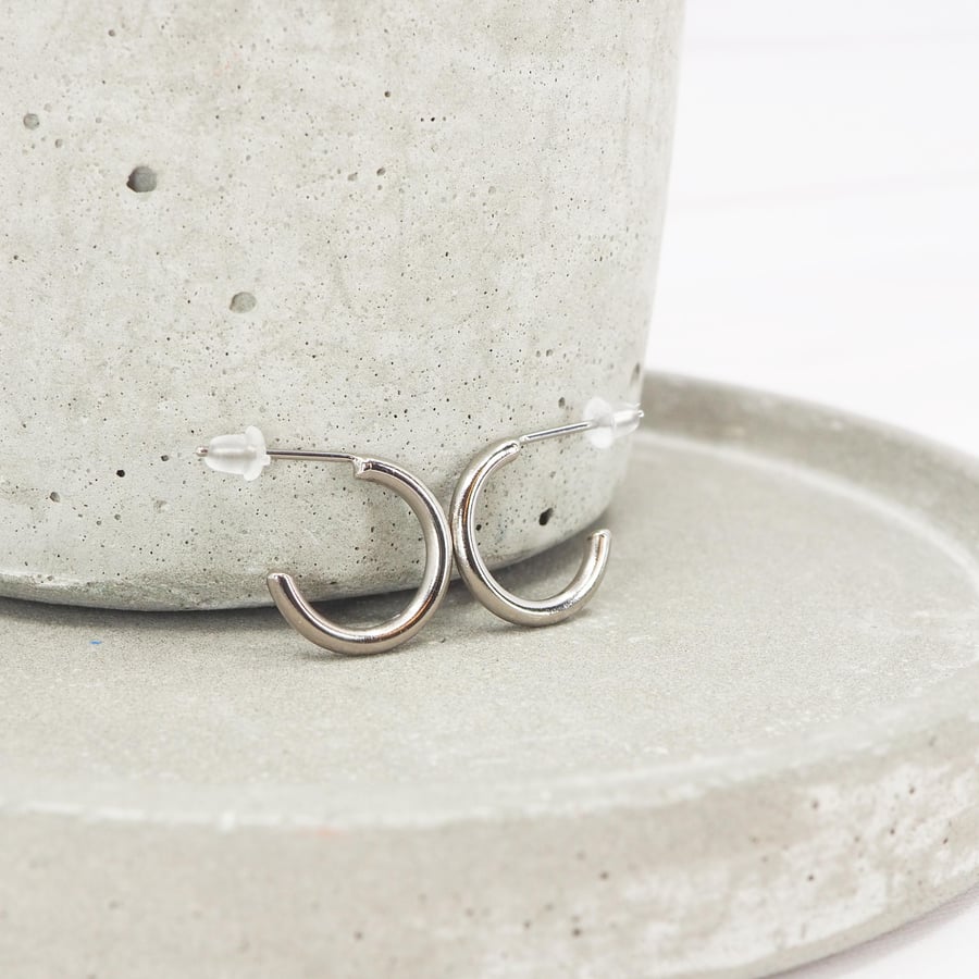 Solid Titanium hoop earrings - 15mm Solid Polished Titanium 