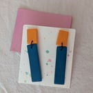 Handmade, minimal colour-block statement earrings - rectangular