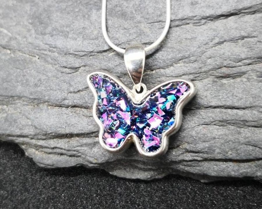Inclusion Breastmilk or Ashes Butterfly Pendant in Sterling Silver
