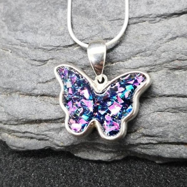 Inclusion Breastmilk or Ashes Butterfly Pendant in Sterling Silver