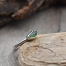 Sea Glass and Recycled Silver Ring, Size K-and-a-half, Scottish Sea Glass