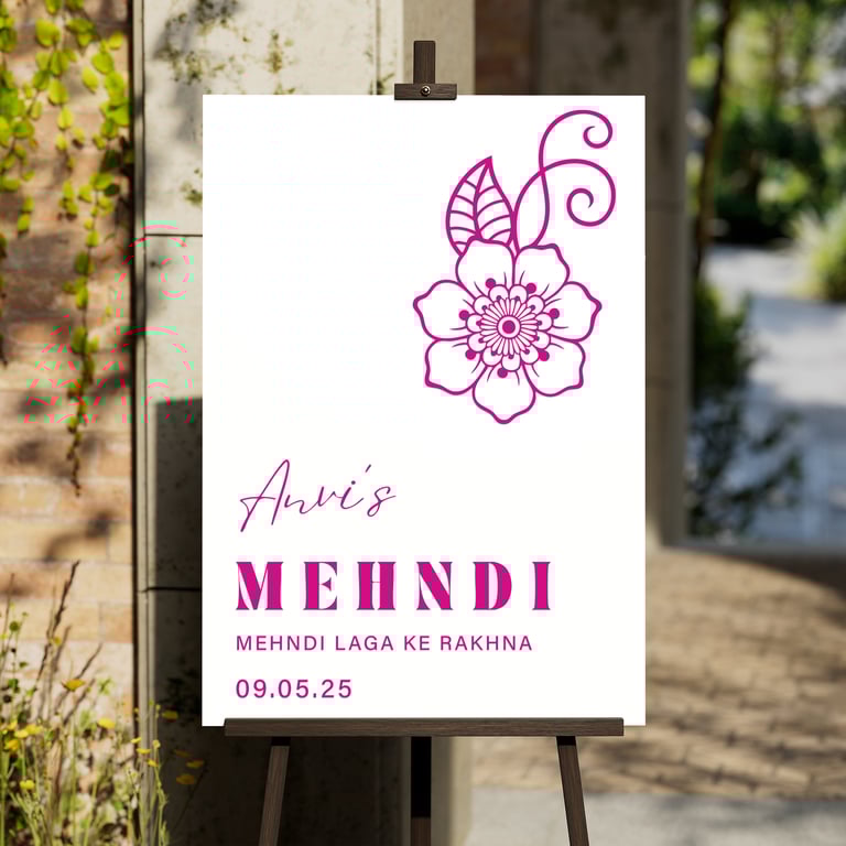Personalised Floral Mehndi Vinyl Sticker – Welcome Decor For Indian Wedding