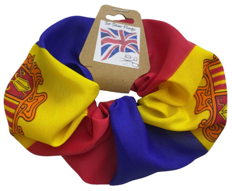 Andorra Andorran Flag Hair Scrunchie Scrunchies Accessory Band Elastic