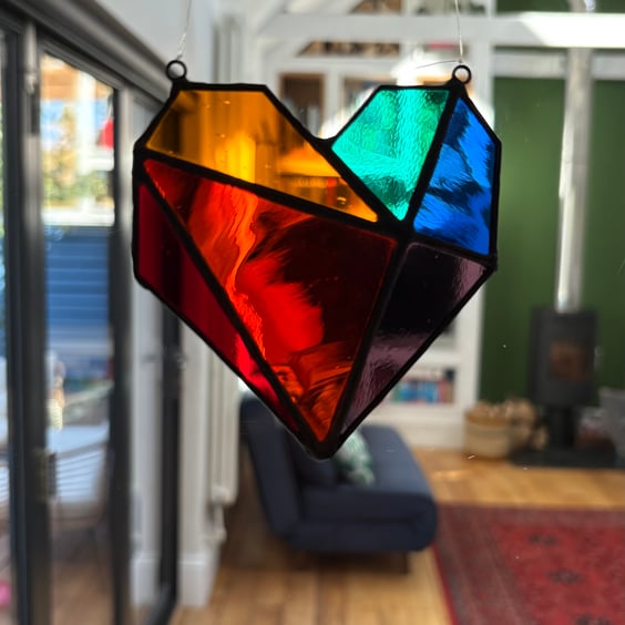 Rainbow colour pop stained glass window hanging suncatcher, LGBTQ gifts
