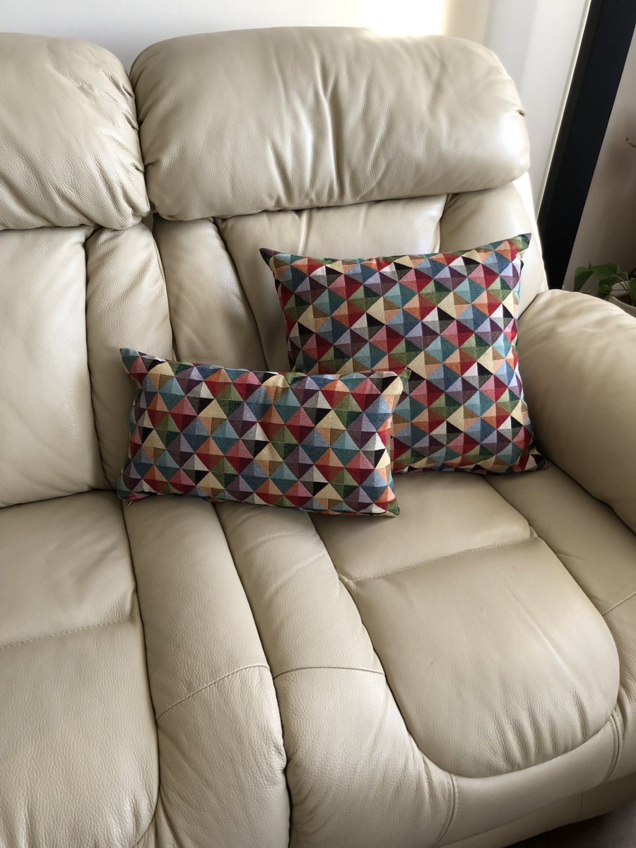  Geometric patterns cushions, Set of cushions, Square and half