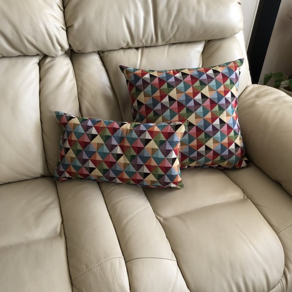  Geometric patterns cushions, Set of cushions, Square and half