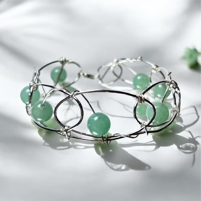Gemstone Cuff Bangle Sterling silver