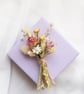 Dried Flower Mini Posy in a pale lilac Gift Box, Pink and white Flowers - Image 2