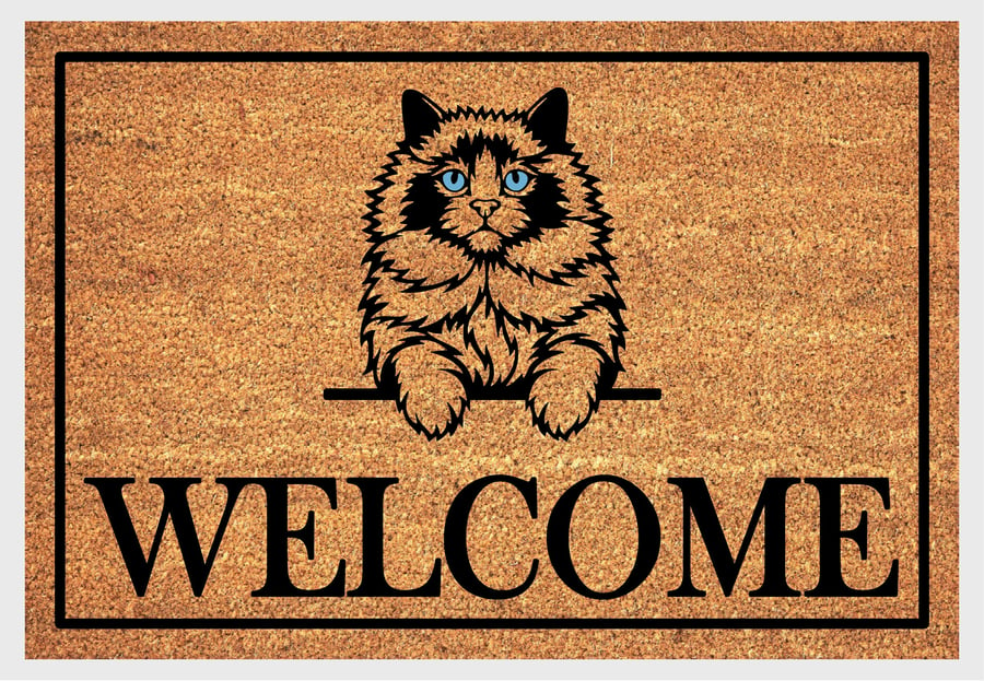 Ragdoll Cat Door Mat - Personalised Ragdoll Cat Welcome Mat - 3 Sizes