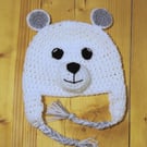 Crochet polar bear novelty hat, Toddler, child, adult size