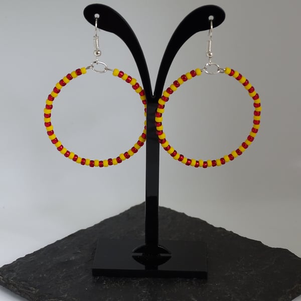 Red & Yellow Hoop Earrings
