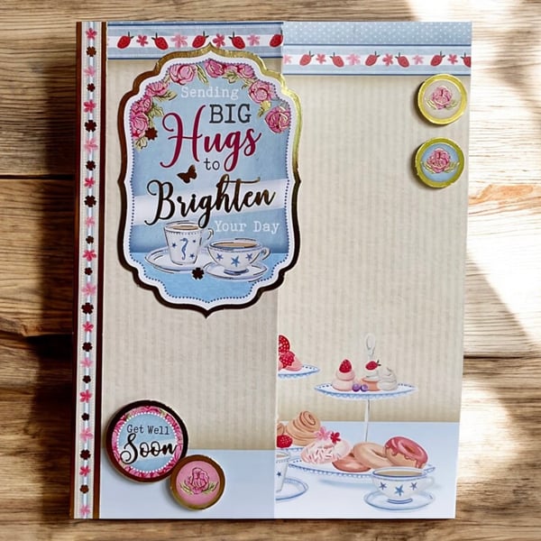 Get Well Soon Zig Zag Card – Sending Big Hugs – Afternoon Tea Design
