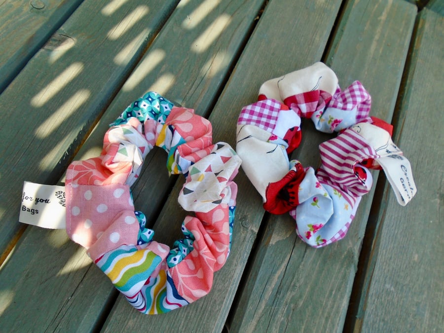 Cotton Patchwork  Scrunchies - Set of 2 