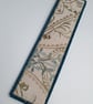 Textile bookmark - aqua blue embroidered curtain, wool and velvet fabrics - Image 9