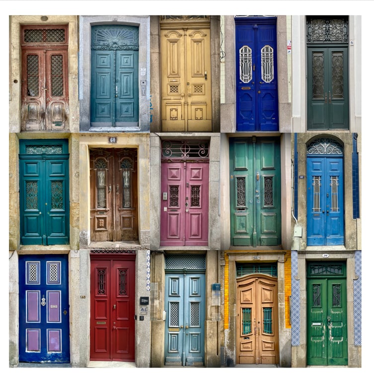 ‘Old Doors of Porto’ signed square mounted print 30 x 30cm FREE DELIVERY