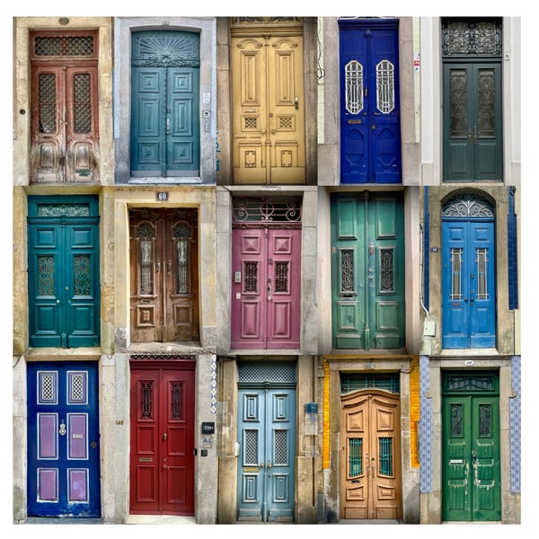 ‘Old Doors of Porto’ signed square mounted print 30 x 30cm FREE DELI