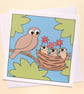 Bird and Nest of Chicks Card - thank you or birthday card for mum,  Q-MBN - Image 1