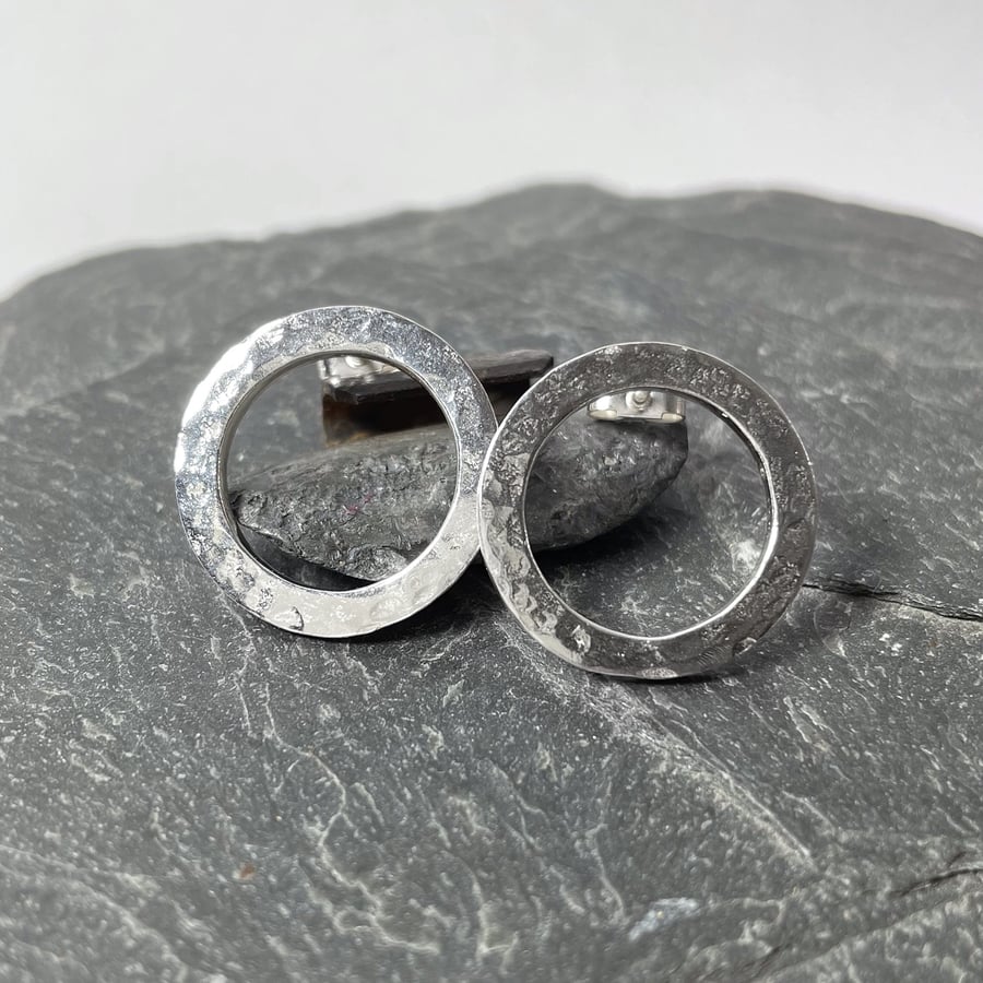 Large silver circle studs