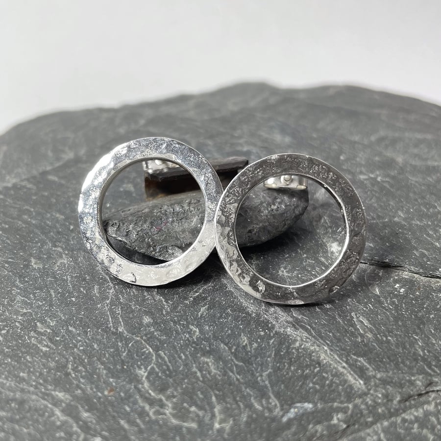 Large silver circle studs