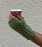 FINGERLESS MITTS , gloves ' Erme Trail '. Soft Wool blend. L. green. - Image 3