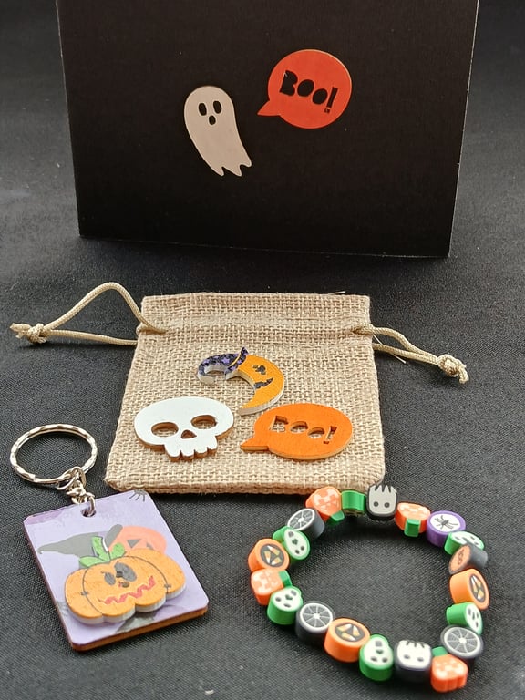 Handmade Halloween bracelet and keyring 