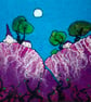 Purple Felt fantasy Landscape by Lorna Soar. The Pinkies.