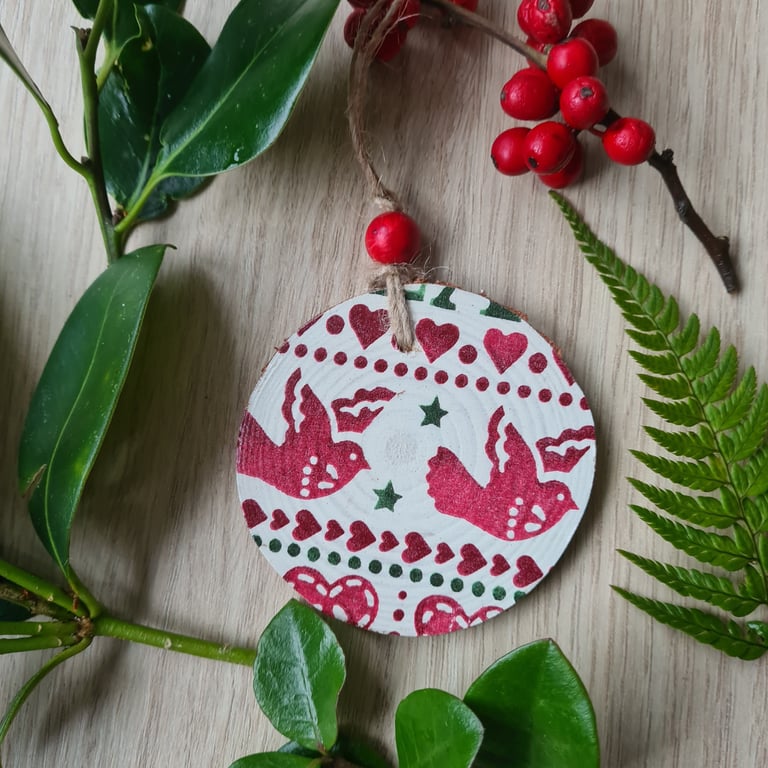 Christmas doves wood slice decoration Emma Bridgewater