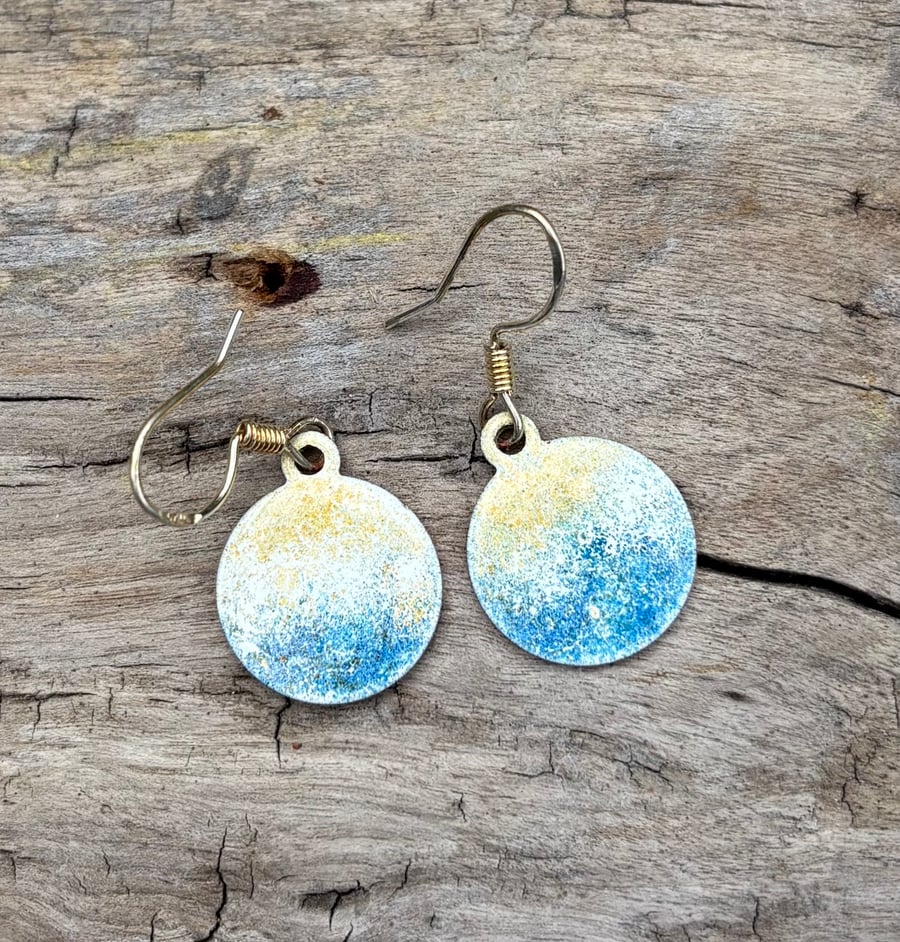 Hand enamelled sea and beach earrings 