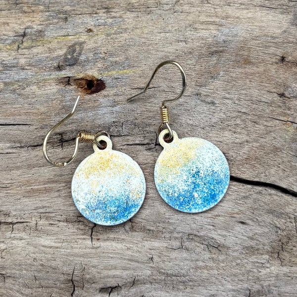 Hand enamelled sea and beach earrings 