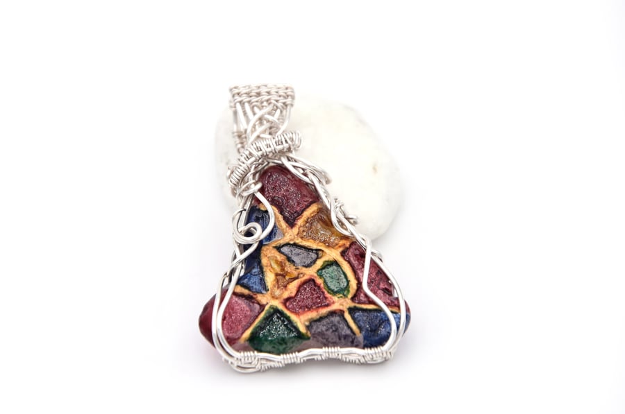 Gaudi inspired pendants; multi coloured sea glass pendant