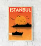Istanbul retro travel poster, Istanbul wall art, Turkey travel poster - Image 5