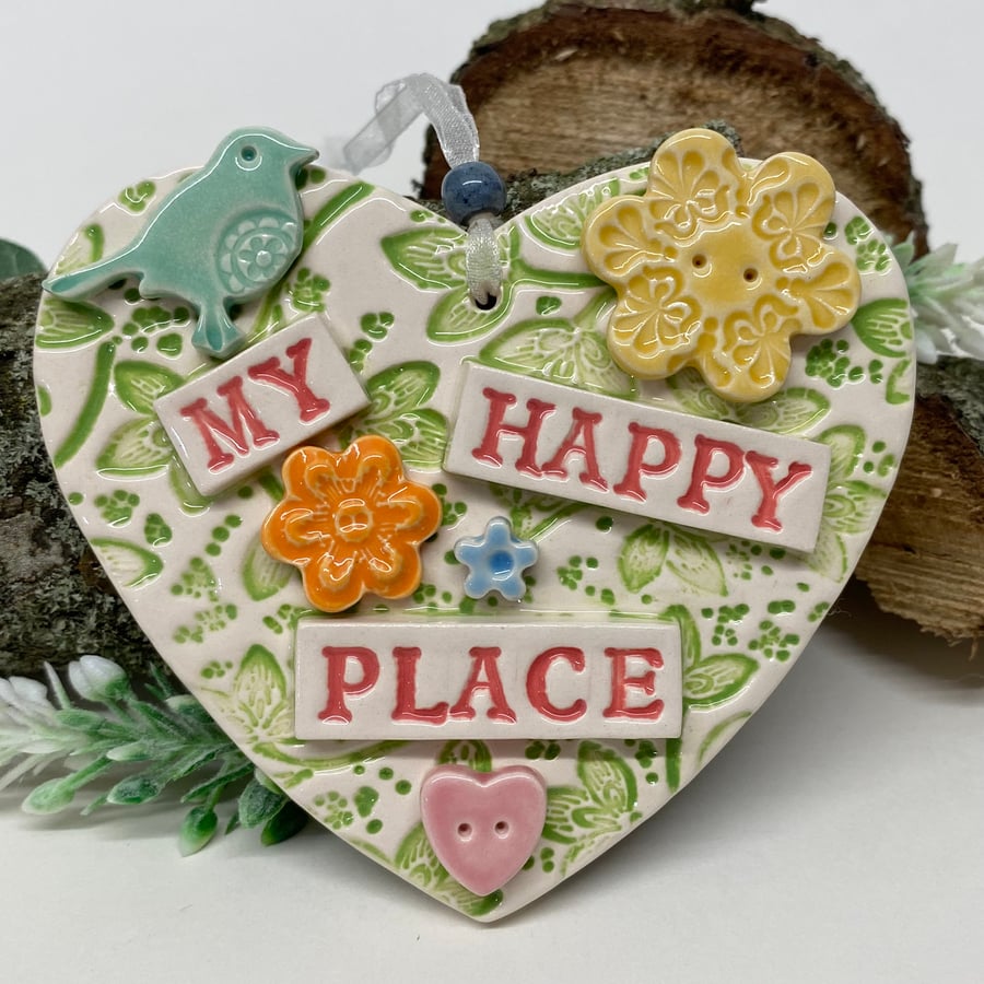 Ceramic heart decoration My Happy Place