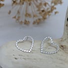 Sterling silver dotted heart earrings 