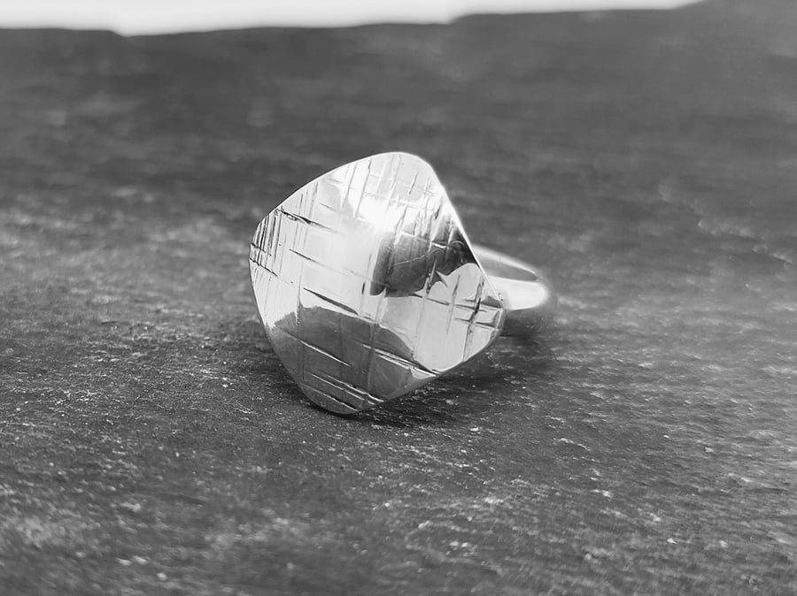 Sterling Silver Square Domed Ring