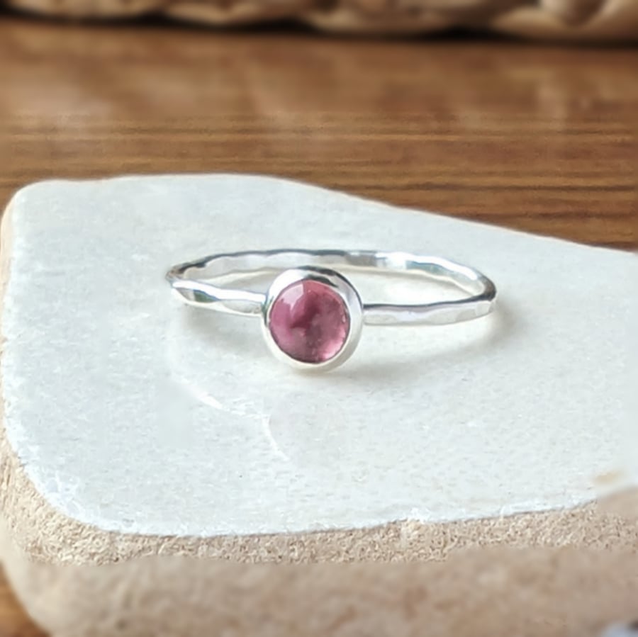 Sterling silver Pink Tourmaline STONE  Ring, Handmade Urban Design Jewellery