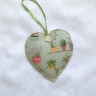 Lavender hearts, green, garden lover gift, hand stitched, fabric decoration,