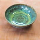 Large green, turquoise bowl handmade pottery