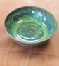 Large green, turquoise bowl handmade pottery