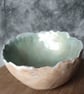 Coastal Inspired Bowl with Mother of Pearl Effect Interior, Artisan Wabi Sabi - Image 3