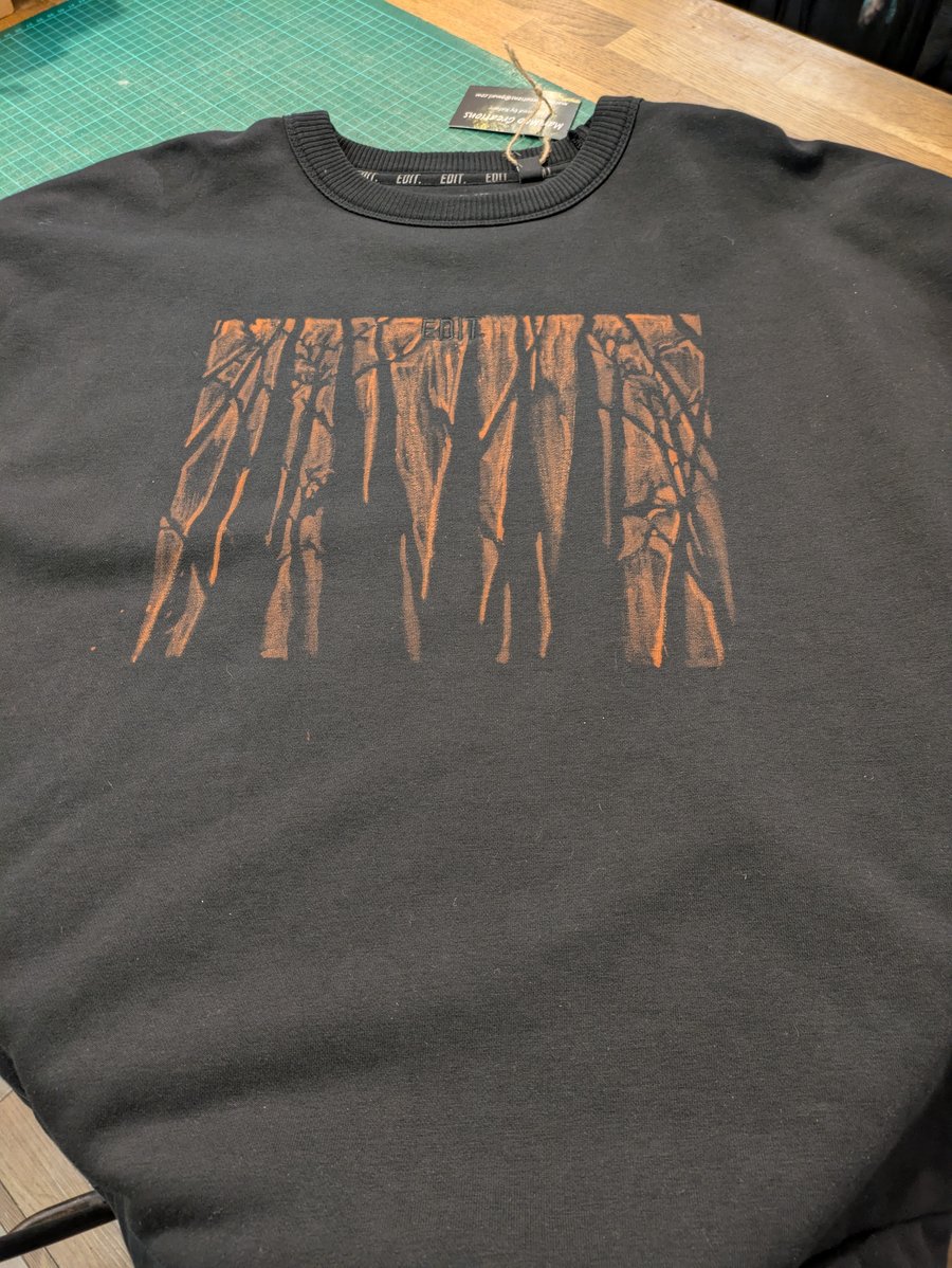 Hand painted sweatshirt forest design 