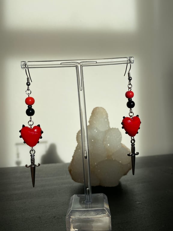 Deianira - Dagger & Heart Earrings 