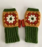 FINGERLESS MITTS , gloves .' Solstice' . Alpaca, wool blend. Autumn shades - Image 2